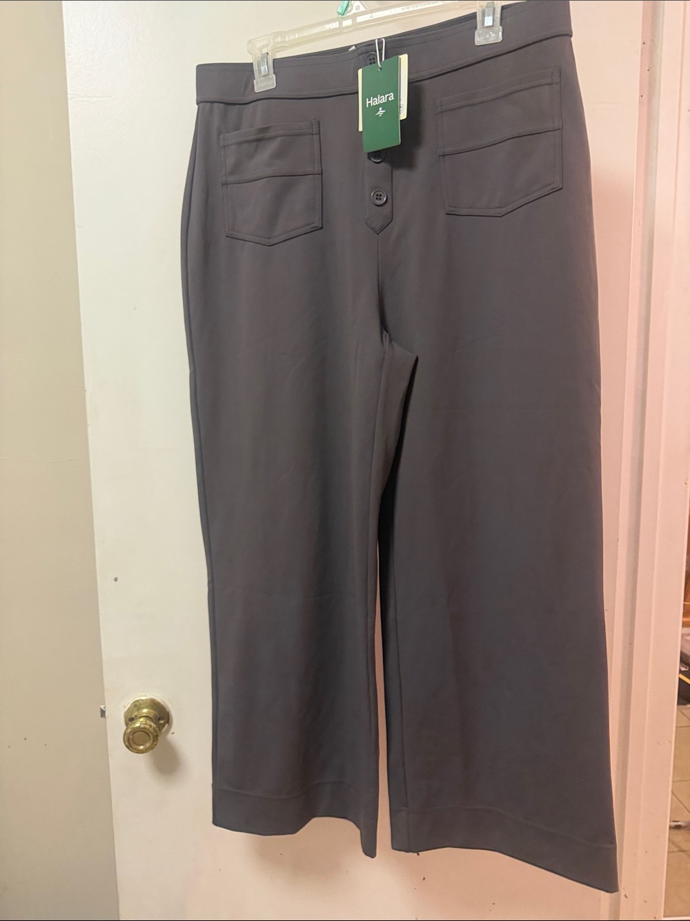 HALARA Charcoal Gray Wide-Leg Pull-On Pants